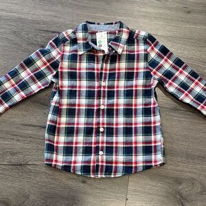 🩵OshKosh B'gosh Kids Plaid Button-Down Shirt - Blue, Red, White Super Cute